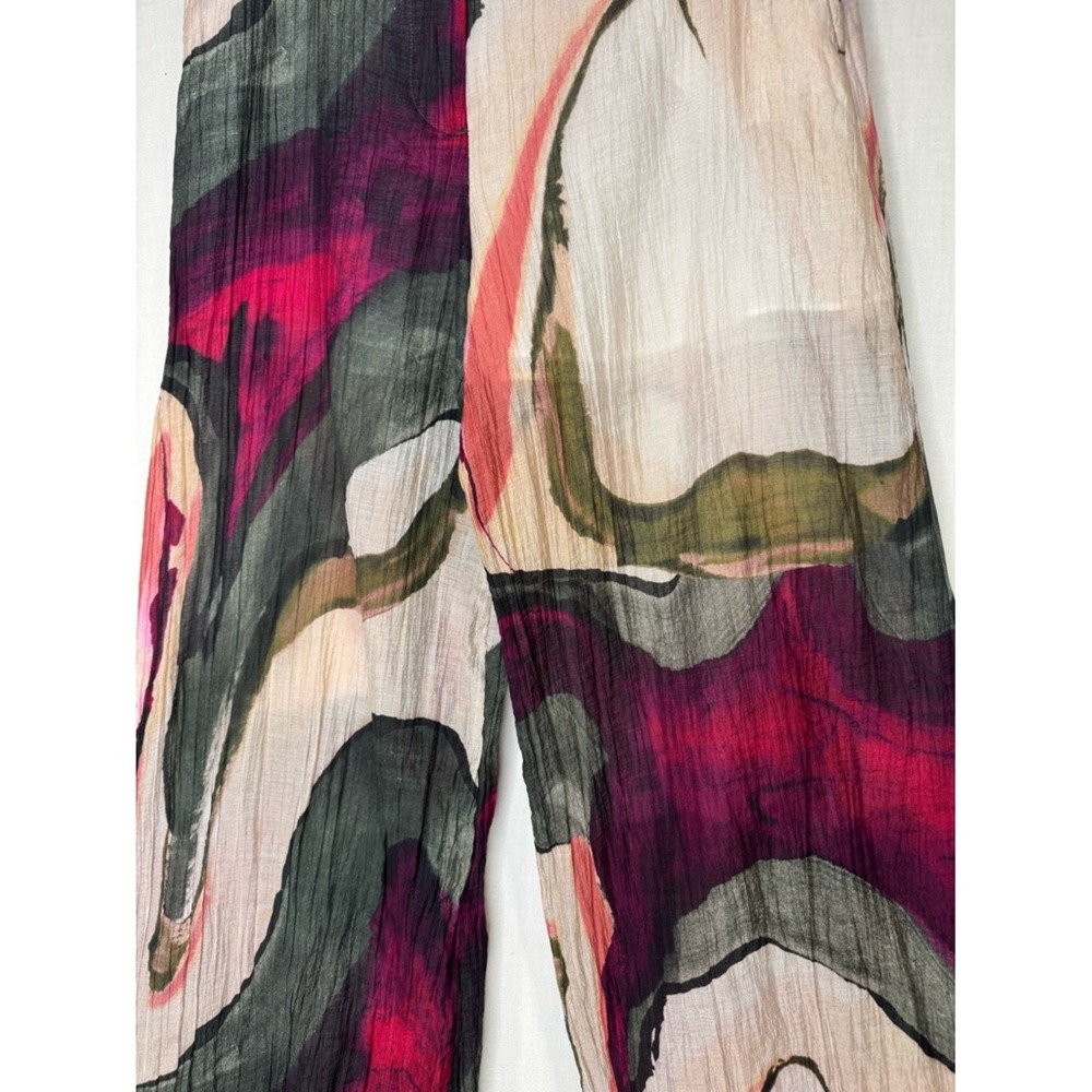 Zara Women's Wide Leg Pant Sz M Gauzy Lyocell Blend Artsy Indie Boho Festival - Picture 4 of 11